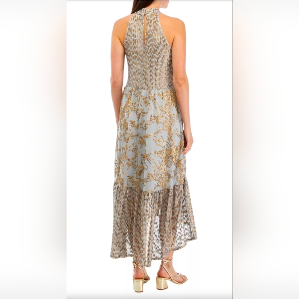 Cupio Heather Grey With Gold Sequins Maxi Dress. NWT. - Picture 2 of 12
